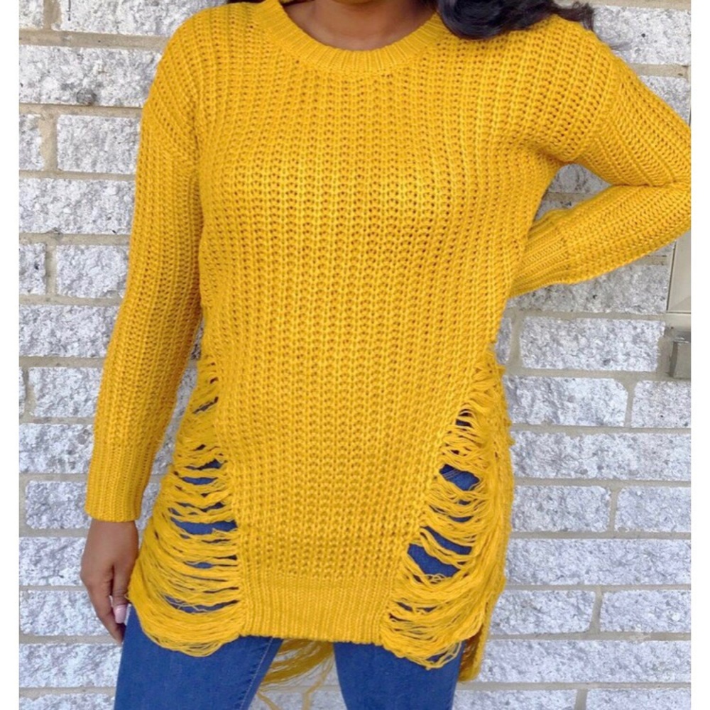 Damsel in distressed sweater